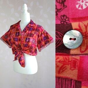 Vintage 90s Plant Mom Botanical Shirt – Pink Button Up Top S Impressions